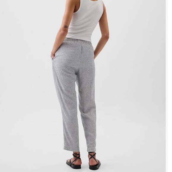 GAP Women's Easy Linen Pants – Navy Stripe, Size M, Coastal Nautical Vibes - Picture 2 of 9
